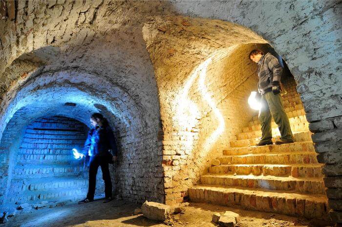 two men in tunnel